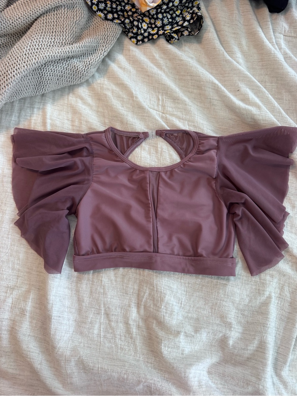 Girls Mauve Puff-Sleeve dance Top